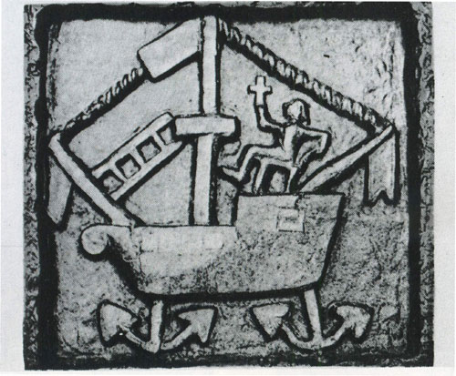 103 Священник на палубе каравеллы. Глиняный настенный рельеф дворца короля Агаджа (1708-1732). Абомей, Народная Республика Бенин (бывшая Дагомея)