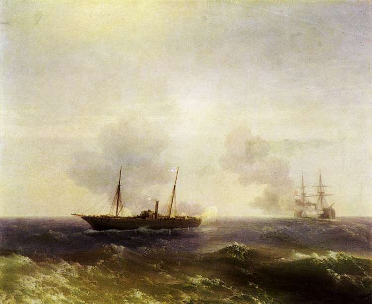 ACTION BETWEEN THE VES  AND THE TURKISH BATTLESHIP FETKHI-BULENT IN THE BLACK SEA, 11 JULY 1877. 1877