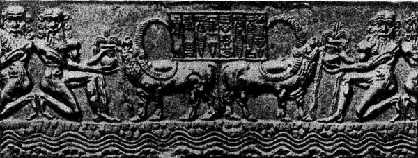 21б. Водопой. Цилиндрическая печать из Аккада. Середина 23 в. до н. э. Собр. де Клерк (Франция).