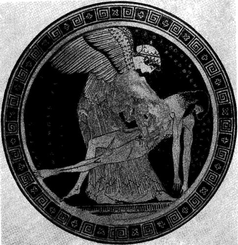 132а. Дурис. Эос с телом Мемнона. Роспись килика. Около 490 - 480 гг. до н. э. Париж. Лувр.