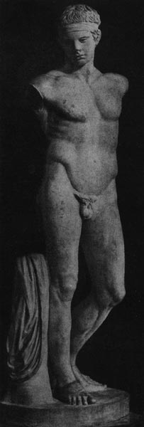 1816. Поликлет. Диадумен. Около 420 г. до н. э. Мраморная римская копия с утраченного бронзового оригинала. Афины. Национальный музей.