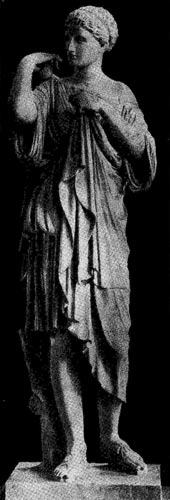 213а. Пракситель. Артемида из Габий. Около 340 - 330 гг. до н. э. Мраморная римская копия с утраченного оригинала. Париж. Лувр.