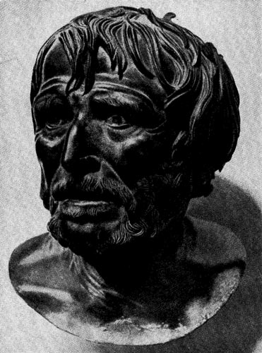 228.     Портрет  философа   (так  называемый Сенека).   Бронза.   3 - 2   вв.   до   н.   э. Неаполь.   Национальный музей.
