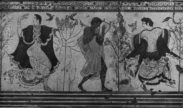 251.     Танец.  Роспись гробницы в Корнето. Начало 5 в. до н. э.