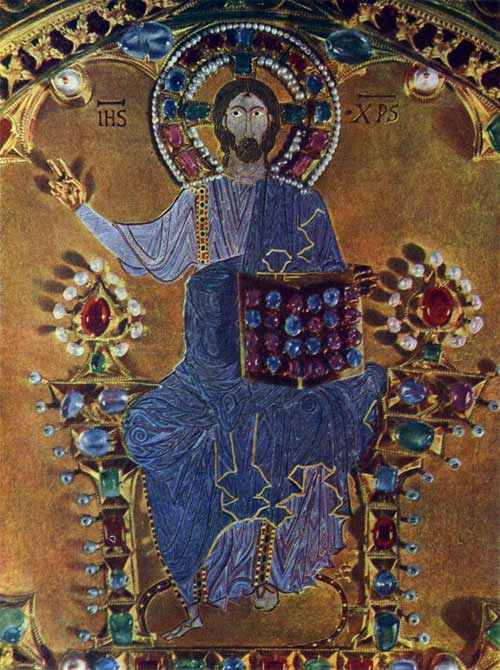 Центральная часть алтарного образа(так называемой Пала д'Оро) с изображением Христа.10 - 14 вв. Венеция, собор св. Марка.