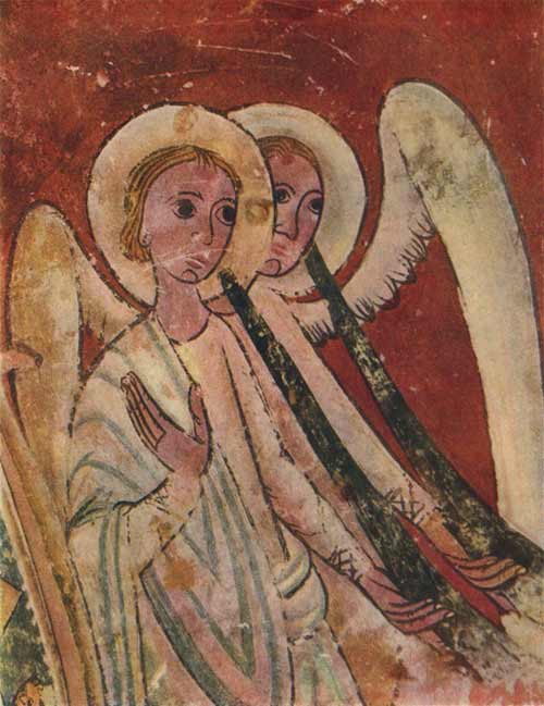 Ангелы Страшного суда.Фрагмент фрески из церкви Сан Пабло в Касересе. Около 1200г. Сольсона, Археологический музей.
