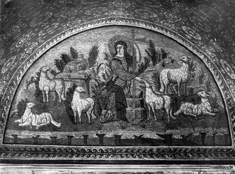 4. Добрый пастырь с овцами. Мозаика мавзолея Галлы Плацидии в Равенне. Середина 5 в.