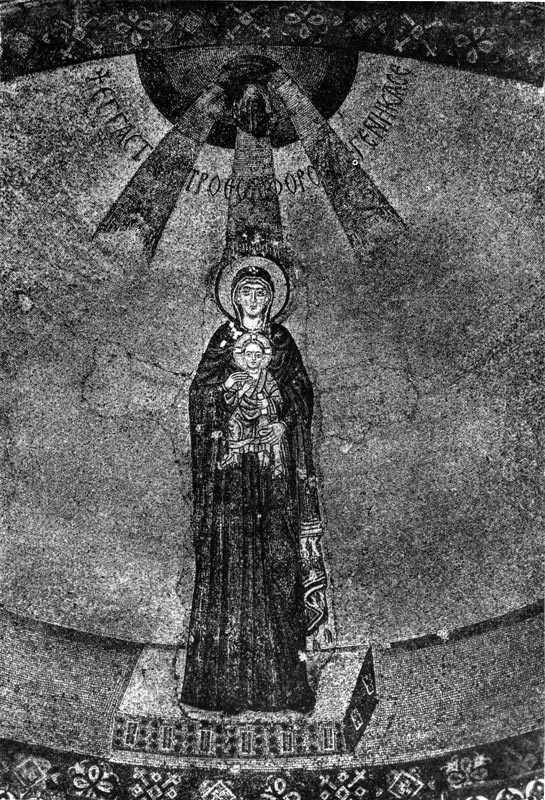 25.  Богоматерь  с   младенцем.   Мозаика   абсиды церкви Успения в Никее. Вскоре после 787 г.