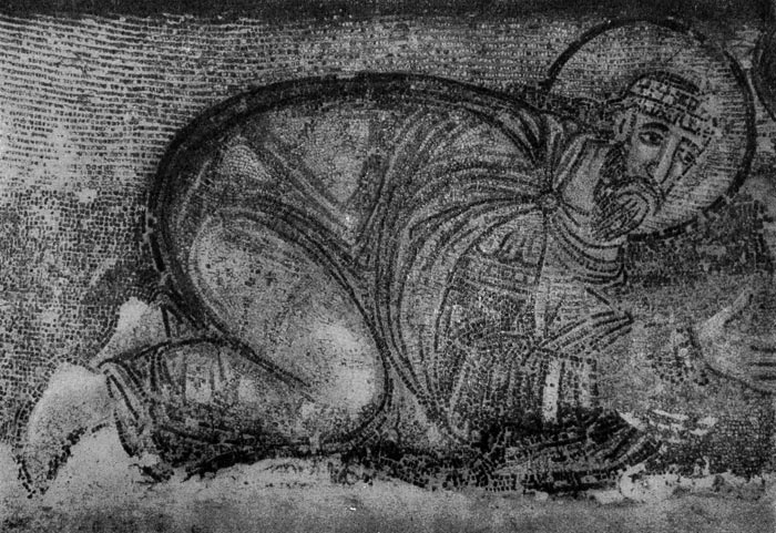 28 б. Император Лев VI перед Христом. Мозаика нарфика храма св. Софии в Константинополе. Фрагмент. См. илл. 28 а.