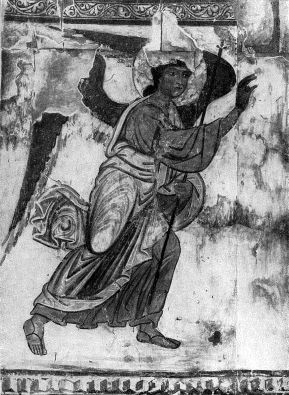 66.  Ангел. Фрагмент фрески «Благовещение» храма в Атени. Начало 10 в. или 2-я половина 11 в.