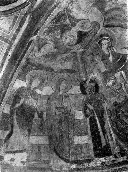 205 а. Обручение св. Екатерины. Фрагмент фрески церкви в Монморильоне. Конец 12 или начало 13 в.