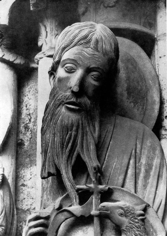 213.  Иоанн Креститель. Статуя северного портала собора в Шартре. Фрагмент. 1200-1210 гг.