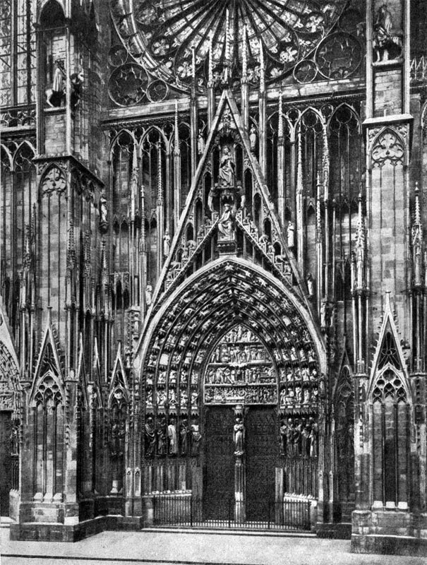 232.  Собор в Страсбурге. Центральный портал западного фасада. Начат в 1276 г.
