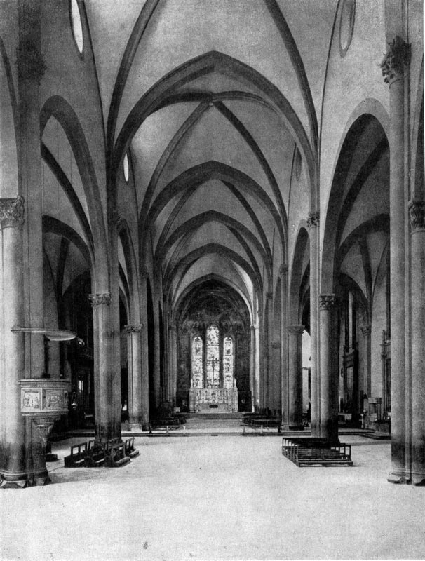 363.  Церковь  Сайта Мария Новелла во  Флоренции. 1278-1350 гг. Внутренний вид.