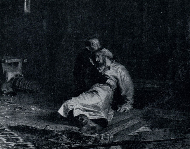 И. Е. Репин. Иван Грозный и сын его Иван 16 ноября 1581 года. 1885 г. Москва, Третьяковская галлерея.