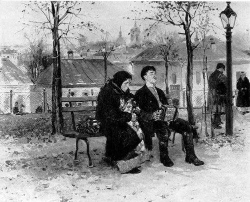 54. ..  . 1886 - 1887. ,  .(. Makovski. Sur le boulevard. 1886-1887. Galerie Tretiakov.)