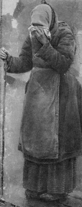 55. . .  .    ' '.  1883  1893 . . . .(S. Korovine. Vieille femme en larmes. Etude au tableau 'Communaute'. Entre 1883-1893. Collection P. Krylow.)