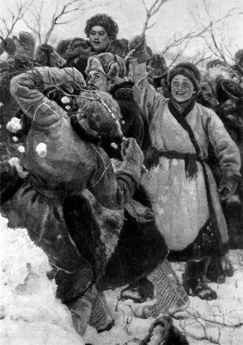  60. . .   . . 1891. ,  .(. Sourikov. 'La prise du fortin de neige'. Fragment. 1891. Musde russe de Leningrad.) 