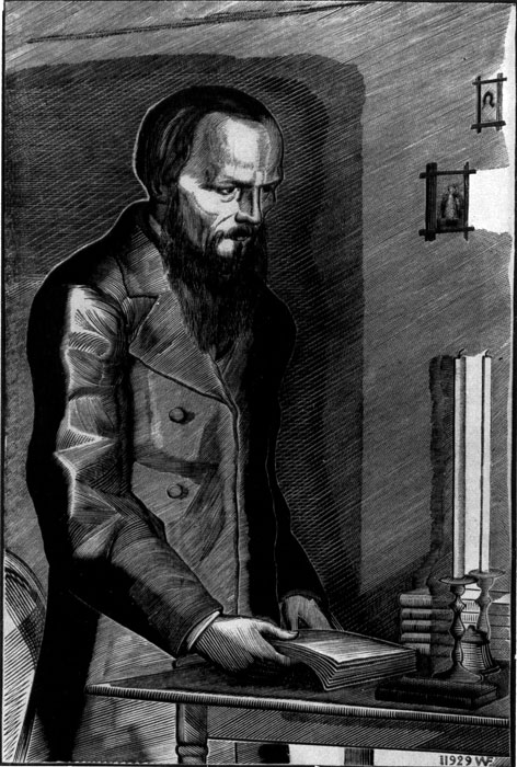  115. . .  . . . 1929.(V. Favorski. Portrait de Dostoievski. Gravure sur bois. 1929. ) 