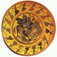 39. Древнегреческая живопись. Геракл и Тритон, окруженные танцующими нереидами