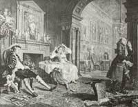 У. Xогарт. Утро в доме молодых. Из серии Модный брак. Гравюра на меди. 1743-1745.